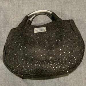 Kate Spade Bridgette charcoal felt and rhinestone bag.